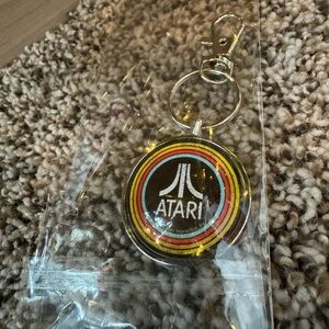 Atari Logo Round Metallic Keychain New